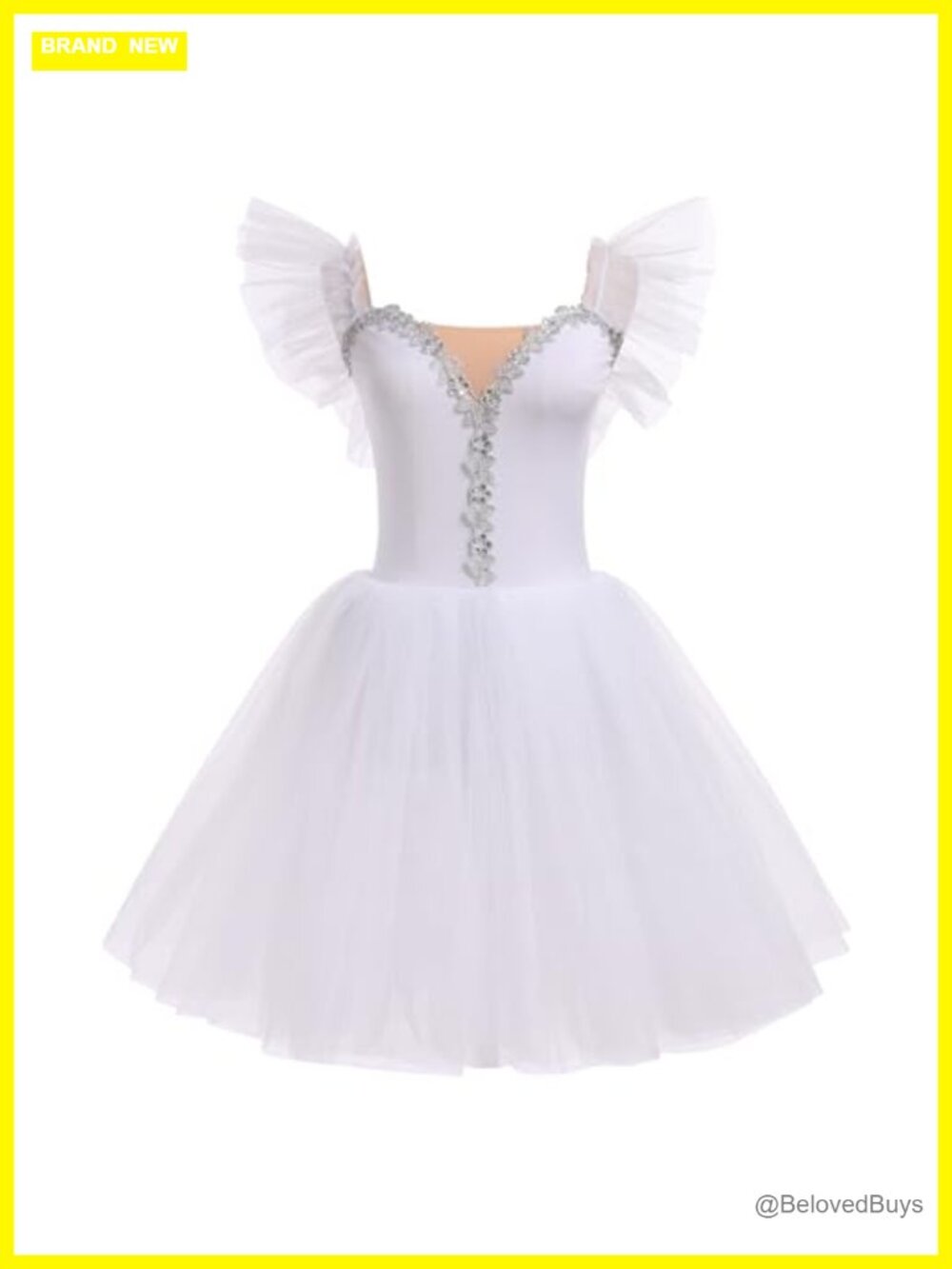 Floral V-Neck Ballet Leotard with Tulle Tutu Skirt Sleeveless High Waist
